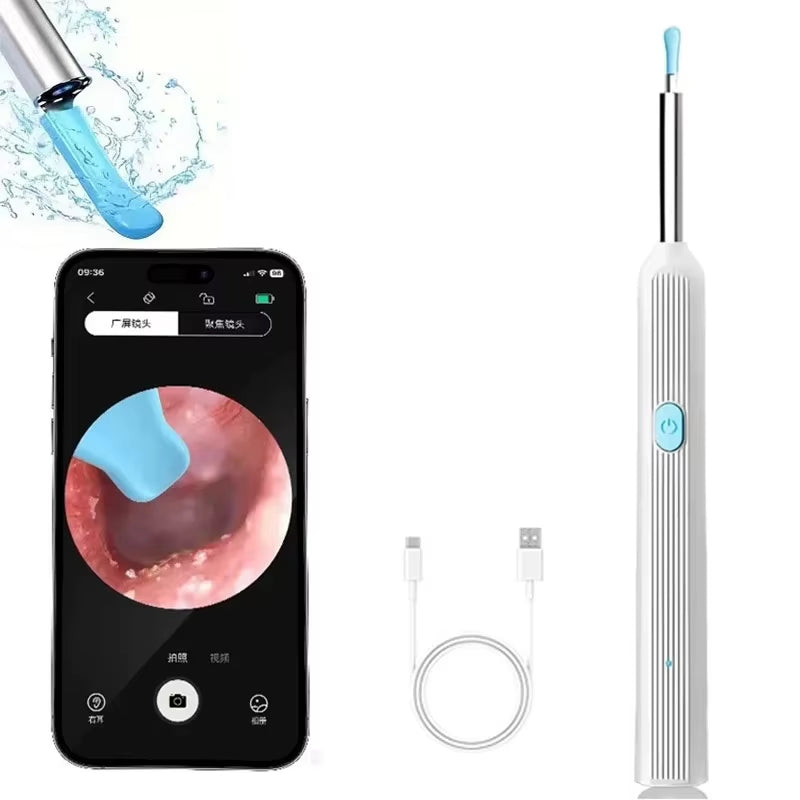 Wireless Ear Wax Removal with Camera Rechargeable Ear Cleaner HD Check Camera with Ear Spoon Set Canal Clean