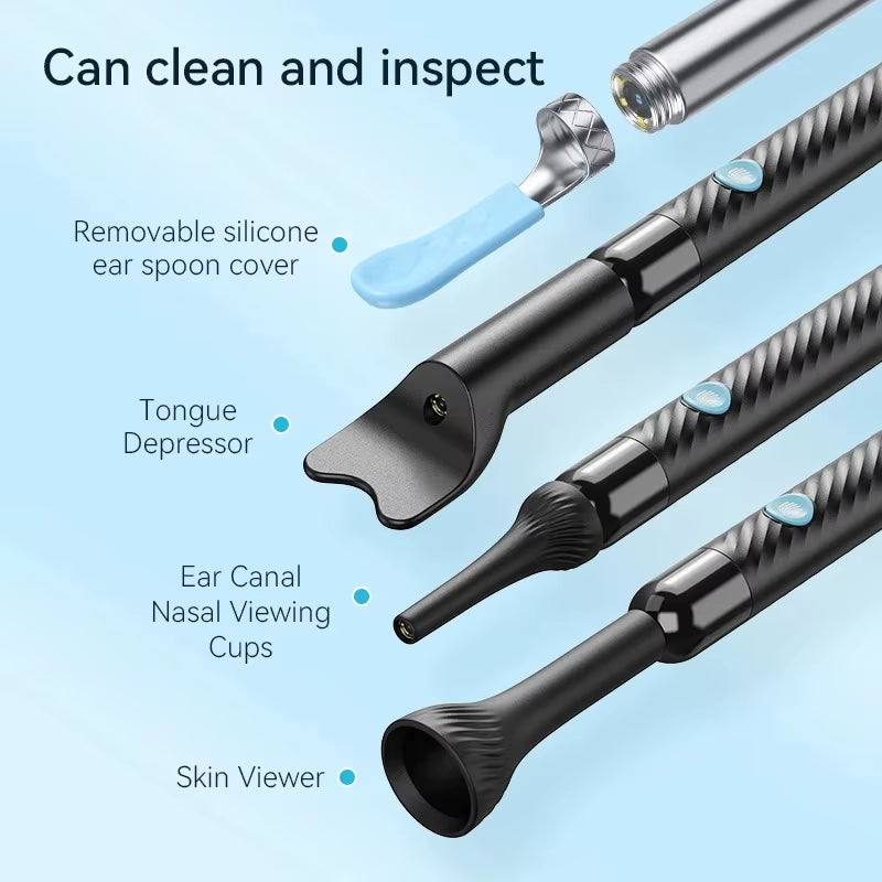 Wireless Ear Wax Removal with Camera Rechargeable Ear Cleaner HD Check Camera with Ear Spoon Set Canal Clean